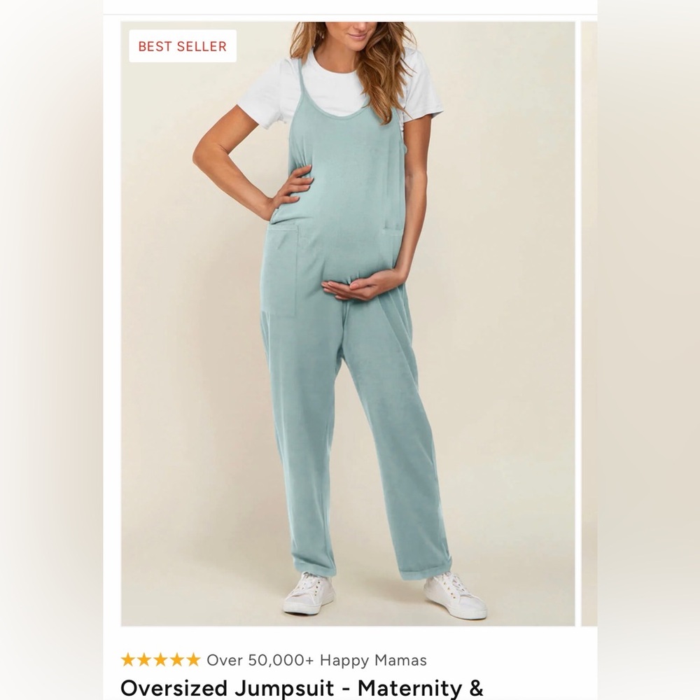 Women's sage maternity jumpsuit size small